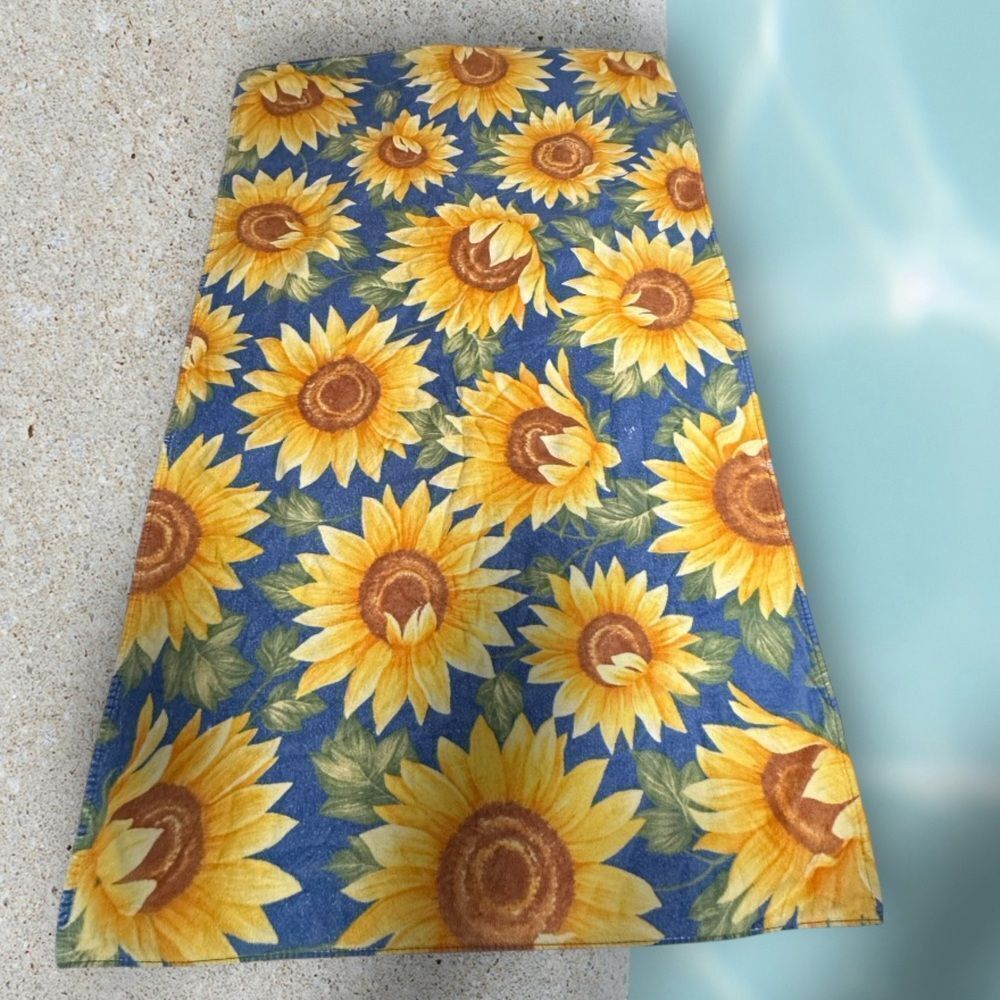 Vintage Terrisol Resort Collection Sunflower  Large Velour Terry Beach Towel